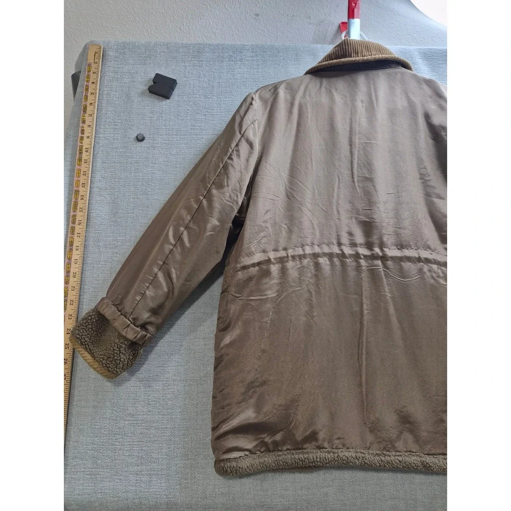 Vintage Sherpa Fleece Jacket Womens Brown Streetwear Casual Winter Button Front